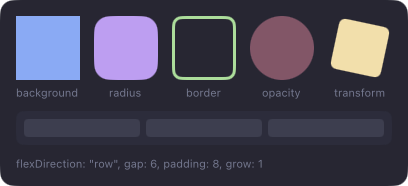 Box paint and transform properties, and a row of growing boxes
