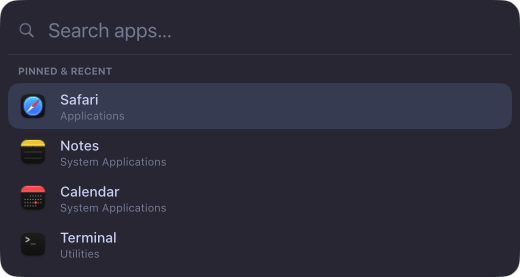 A launcher built from Box, Text, Image and Input