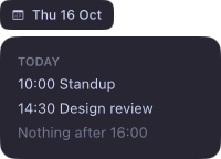 A calendar popup attached below a bar item